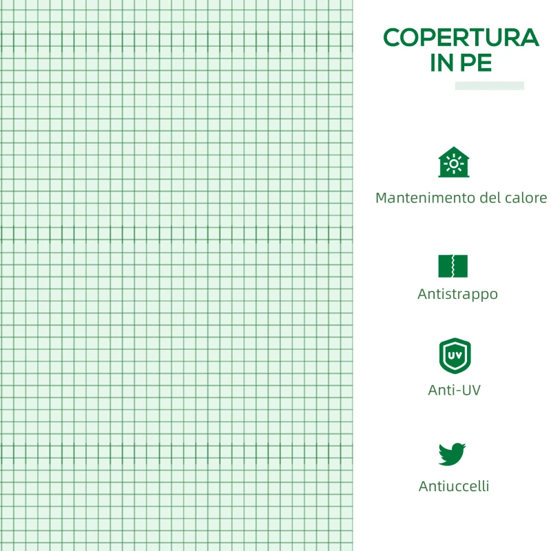 Outsunny Mini Serra da Giardino con 3 Finestre Avvolgibili e Copertura PE Anti-UV, 180x60x60cm, Verde