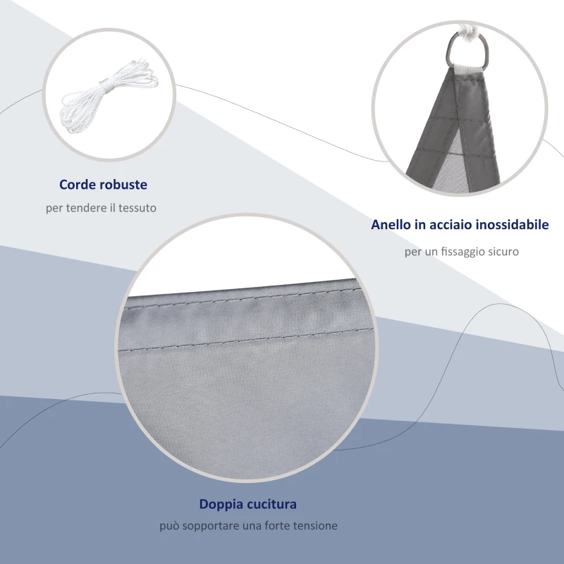 Outsunny Vela Ombreggiante Triangolare, Tenda da Sole per Esterno in Poliestere Anti UV Traspirante 4x4x4m Grigio