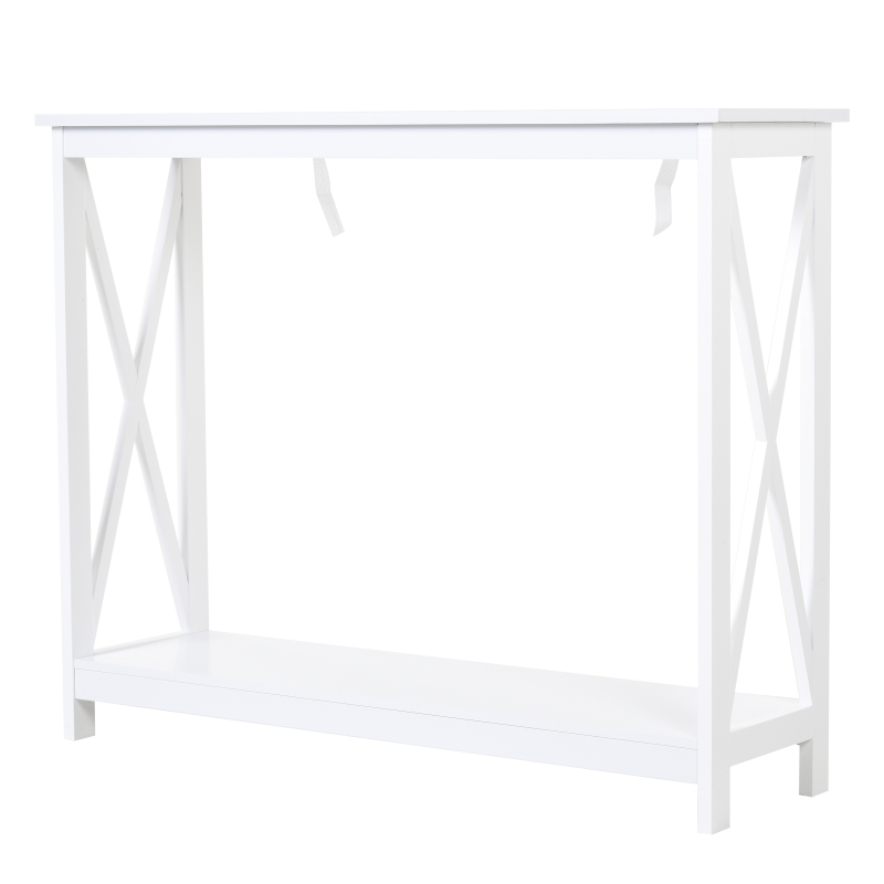 HOMCOM Table de console table d'entrée style table de drapier néo-rétro étagère dim. 100L x 30l x 80,5H cm MDF blanc