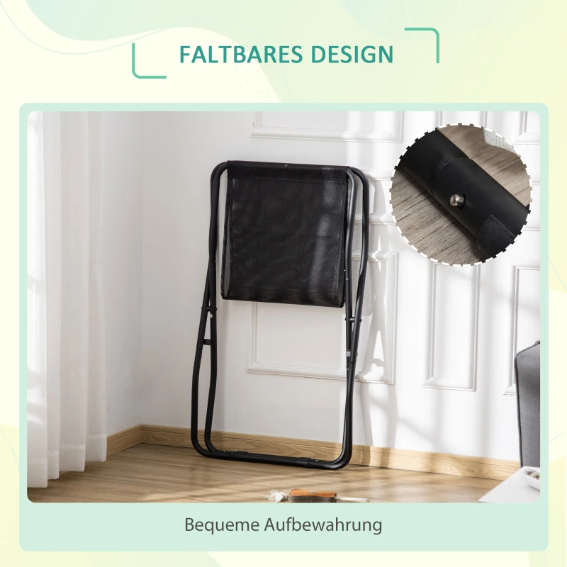 PawHut Hundeliege Outdoor, Erhöhtes Hundebett für kleine und mittelgroße Hunde, Kühlende Haustierliege mit robuster Stahlrahmen,Tragbares Stehendes Haustierbett, 111 x 65,5 x 19 cm, Schwarz