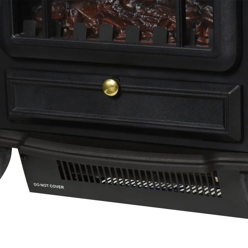 HOMCOM Chimenea Decorativa con Efecto de Llama Termostato y Protección contra Sobrecalentamiento 45x28x54 cm Negro