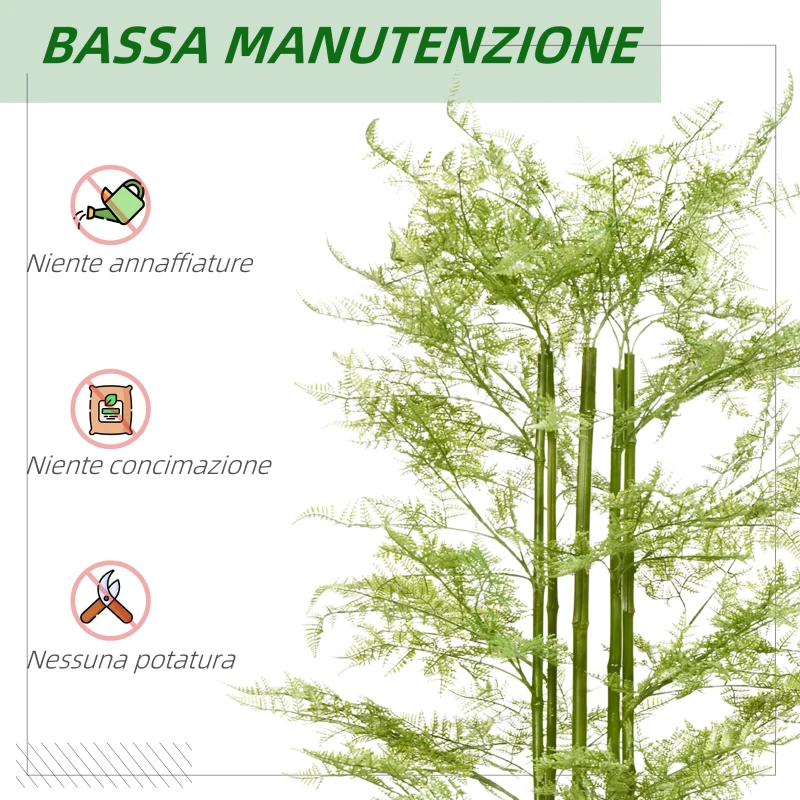 Outsunny Pianta Artificiale in Vaso da 155cm, Pianta Finta in Plastica per Interni ed Esterni, Verde