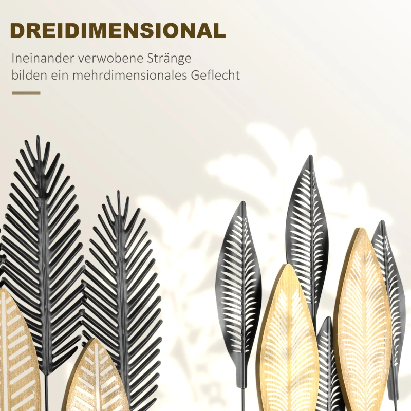 HOMCOM 3D -Wandbilder 2er-Set Moderne Wanddekoration Metall Natur + Schwarz