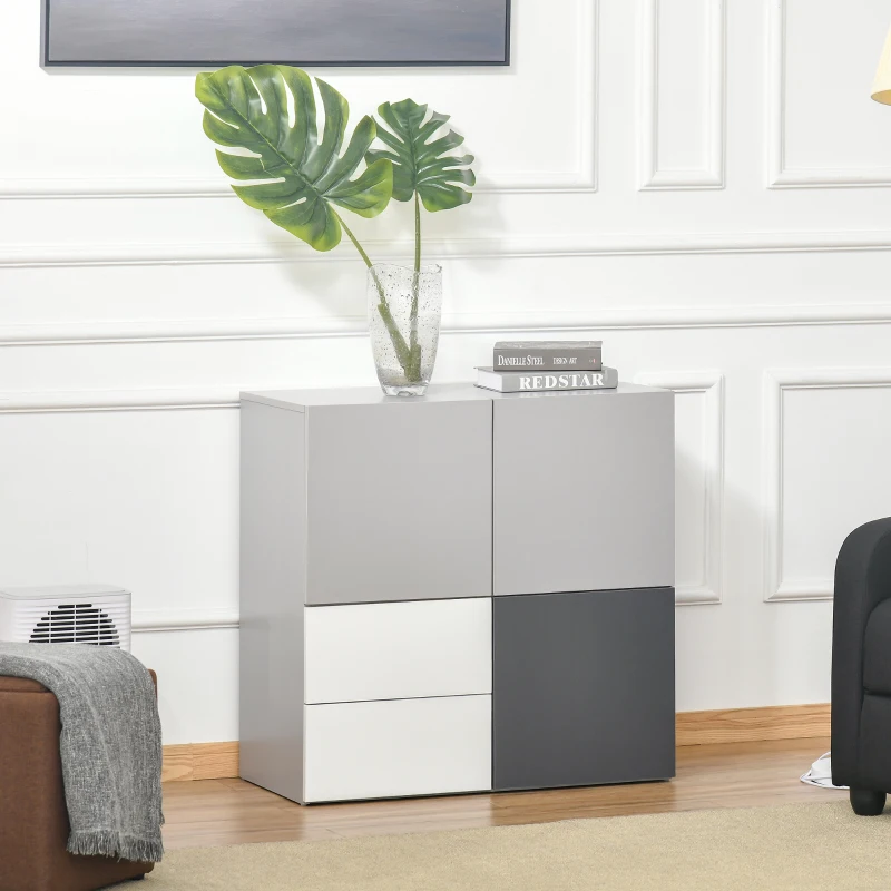 HOMCOM Armadietto Multiuso con Cassetti e Ante in Legno, Mobile per Soggiorno, Camera da Letto, Ufficio