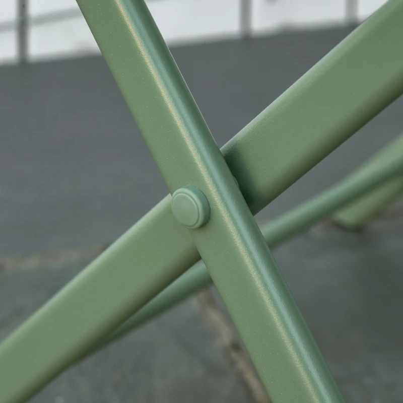 Outsunny salon de jardin 2 personnes - ensemble table bistrot chaise jardin pliable - ensemble bistrot de jardin - table ronde Ø 60 cm avec 2 chaises pliantes - métal thermolaqué vert