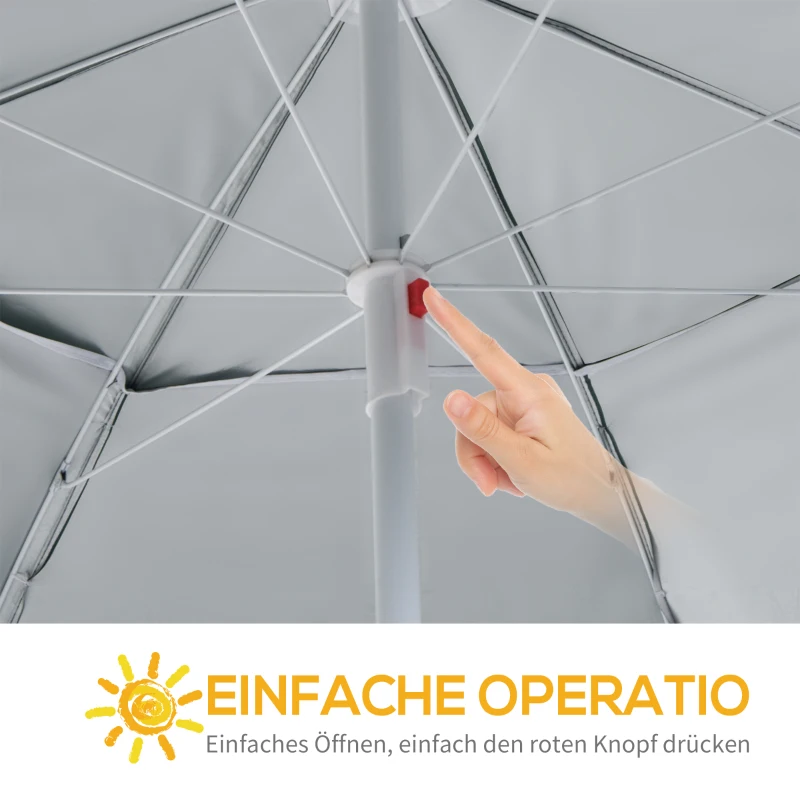 Outsunny 2 in 1 Sonnenschirm Strand Ø 210 cm UPF 50+ windfest Strandschirm mit Seitenwänden Tragtasche Balkon-Schirm faltbarer Gartenschirm Sonnenschutz für Reisen, Strand, Balkon Camping Dunkelgrün