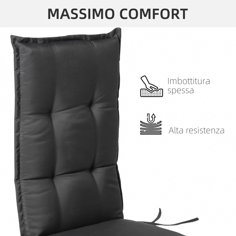Outsunny Set 2 Cuscini per Sedia a Sdraio da Giardino, Materassini Imbottiti Impermeabili Antimuffa Antiscivolo 120x50x6cm