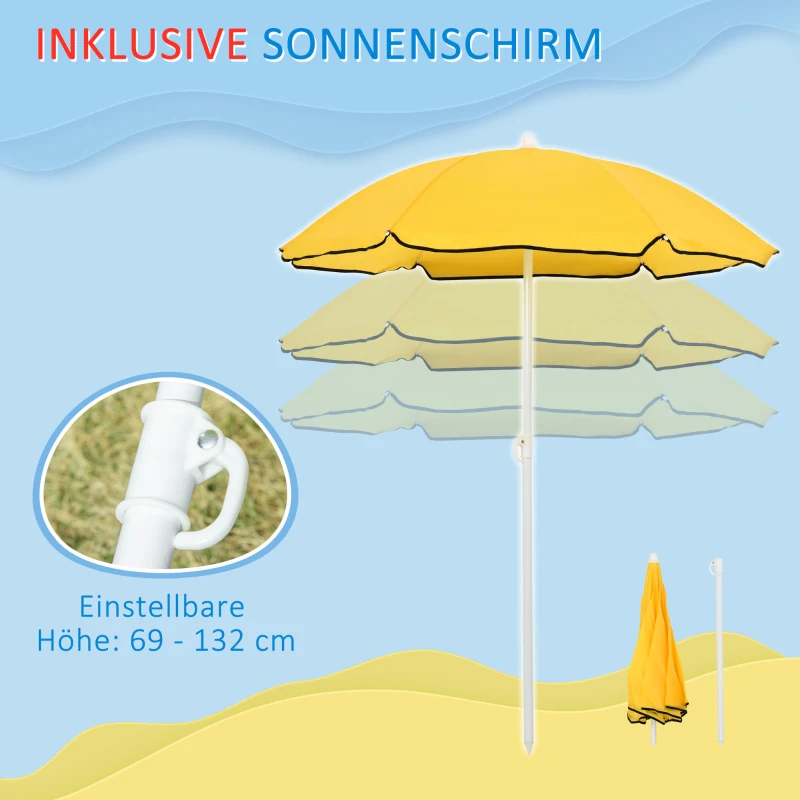 HOMCOM Spieltisch-Set 25-teilig mit Sonnenschirm 72,5 x 78 x 81,5cm für Kinder 18+ Monate