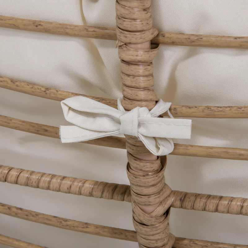 Outsunny Fauteuil chaise de jardin avec repose-pieds en métal époxy et résine tressée aspect rotin avec coussins moelleux - naturel