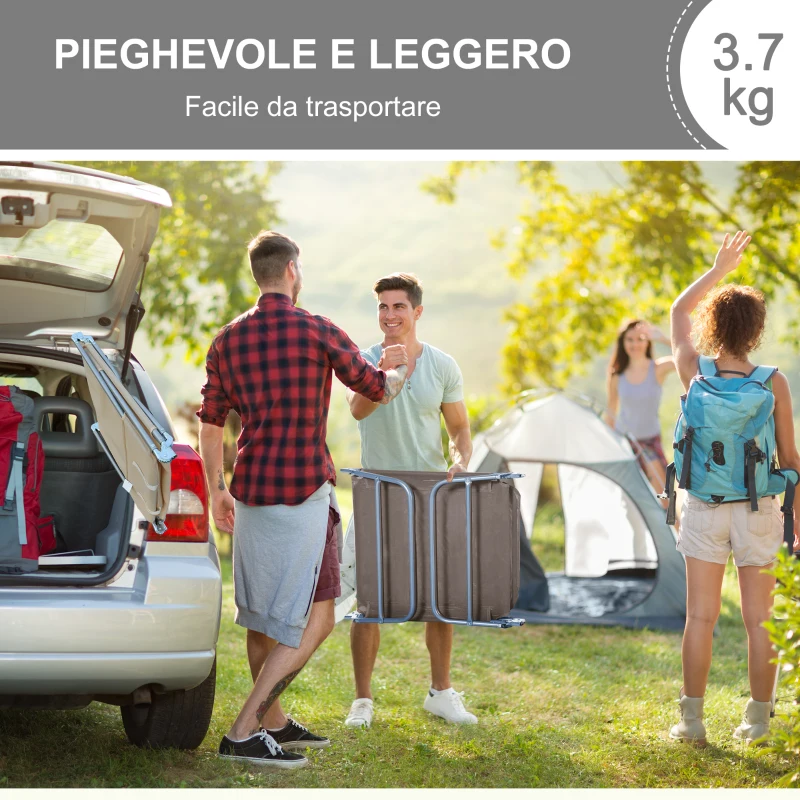 Outsunny Lettino Prendisole Pieghevole con Schienale Reclinabile e Cuscino, 182x56x24.5 cm, Marrone e Argento