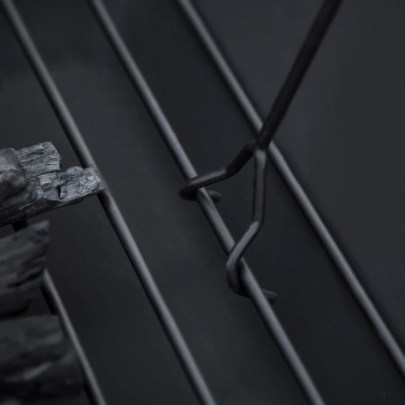 Outsunny Outdoor 3 in 1 Square Fire Pit Brazier with BBQ Grill, Metal Large Firepit with Lid, Log Grate, Poker for Backyard, Camping, Bonfire, Wood Burning Stove, 86 x 86 x 38cm, Black