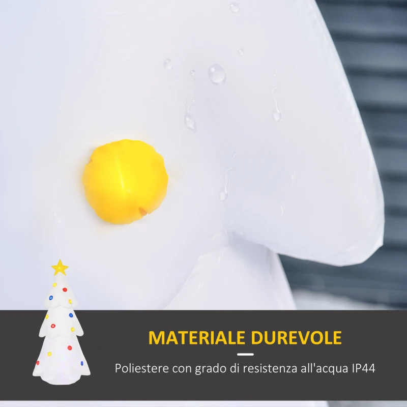 HOMCOM Albero di Natale Bianco Gonfiabile 245cm Gigante e Impermeabile con Luci a LED, Decorazione Natalizia per Esterni