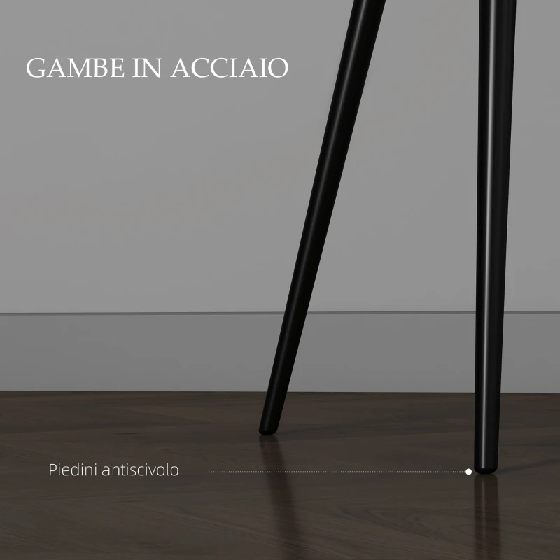 HOMCOM Set 2 Sedie da Pranzo Nordiche Imbottite con Braccioli Ricurvi in Tessuto Effetto Velluto, 54x57x80 cm, Grigio Scuro