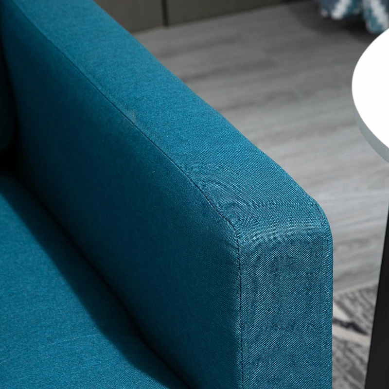 HOMCOM Canapé Convertible 3 Places Design Contemporain Dossier inclinable indépendamment 3 Positions Lin Bleu Canard