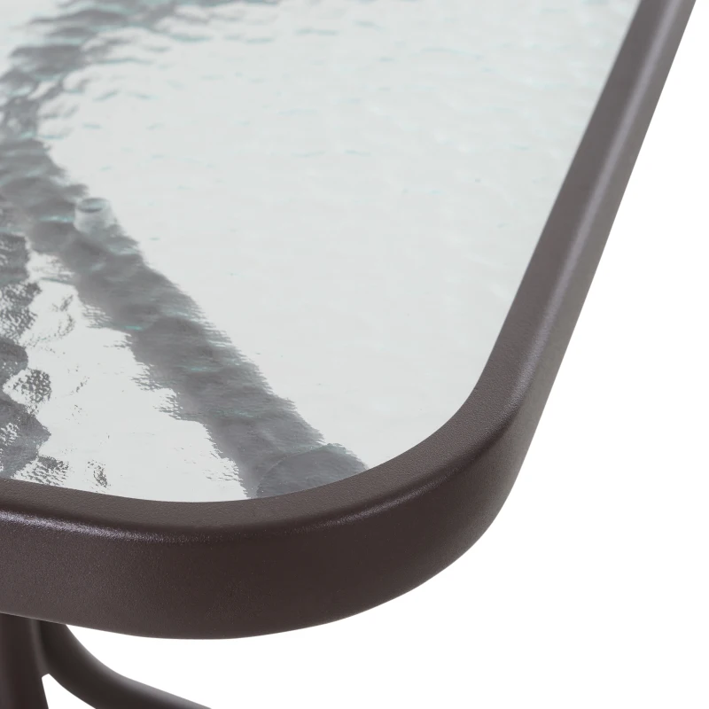 Outsunny Set Mobili per Esterno con 2 Sedie a Dondolo e Tavolino, in Acciaio Marrone e Tessuto Grigio