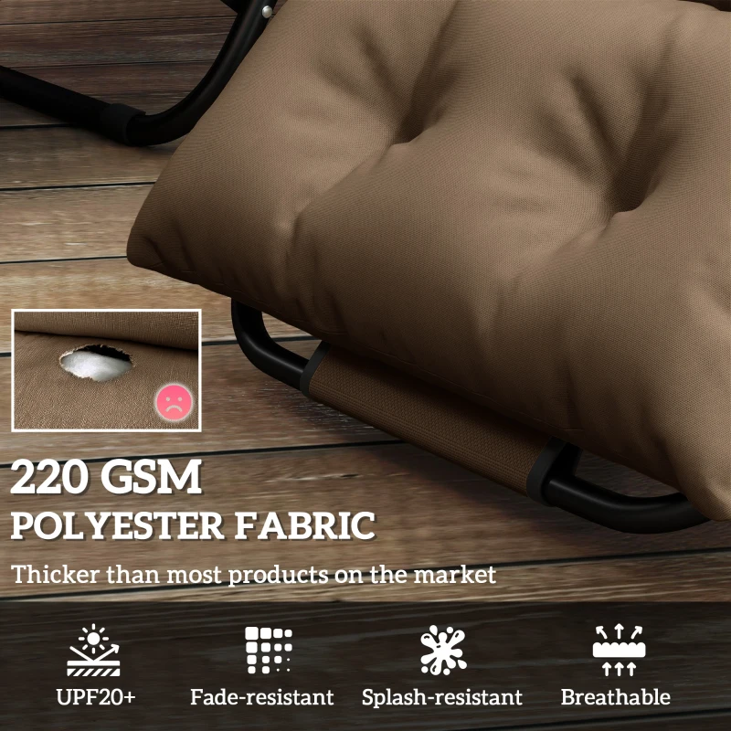 Outsunny Set of Two 190 x 56cm Sun Lounger Cushions - Khaki