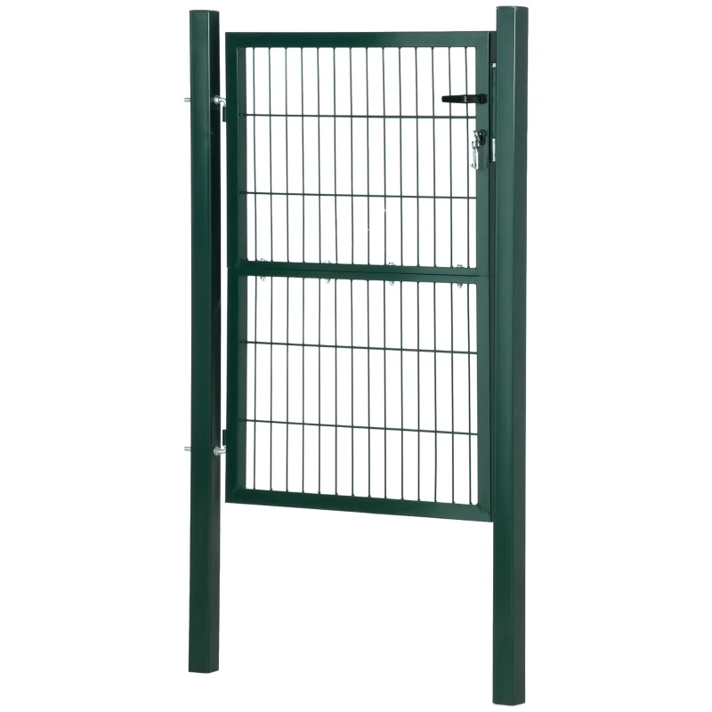 HOMCOM Gartentor Gartentür Zauntor Hoftür aus Stahl mit Griff Schloss und Schlüsseln 97 x 170 cm Grün