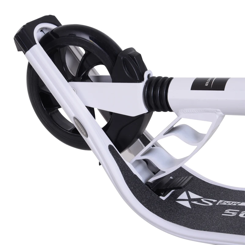 HOMCOM Trottinette pliable pour adultes enfants dolescents à partir 14 ans hauteur guidon réglable double système d'absorption des chocs roues PU alu dim. 94 x 38 x 95-105 cm blanc