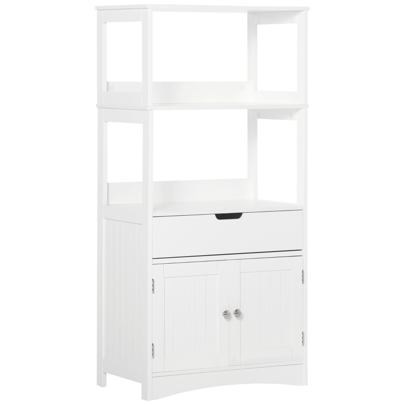 Kleankin Meuble De Salle De Bain Sur Pied, Meuble De Rangement, Armoire Gain De Place, 1 Niche Et 1 Placard à Porte, Pieds épingles, 31,5 X 30 X 91 Cm, Naturel Et