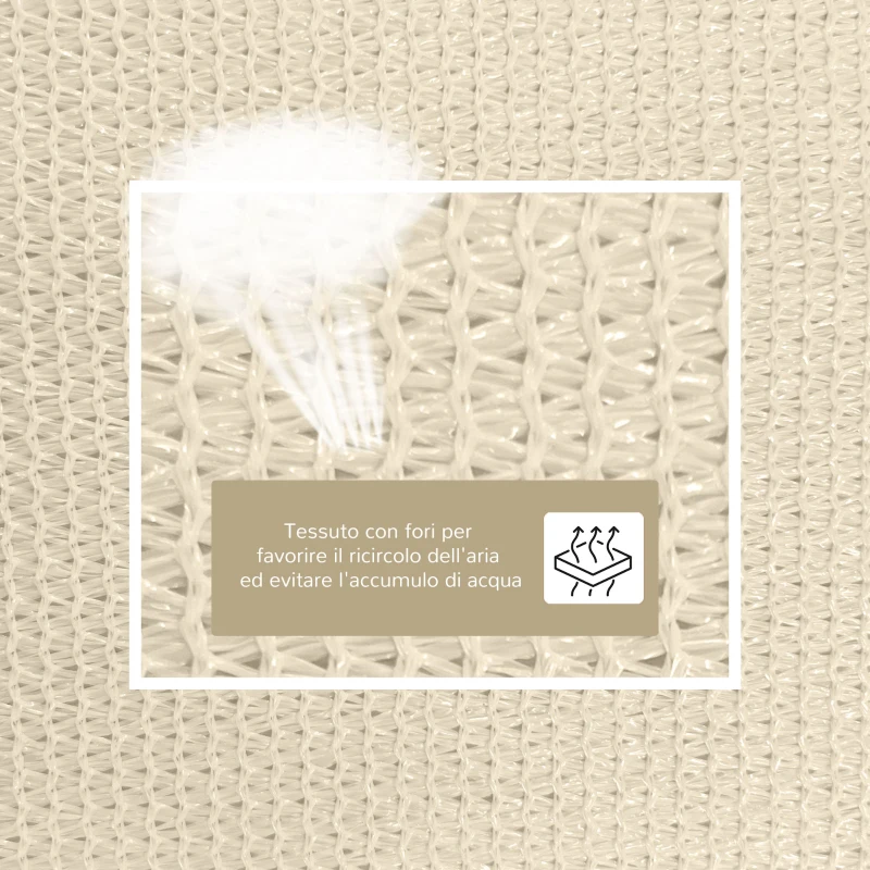 Outsunny Tenda a Vela Parasole Rettangolare 4 x 6m, Tenda da Sole Protezione Raggi UV in HDPE 185g/㎡, Crema