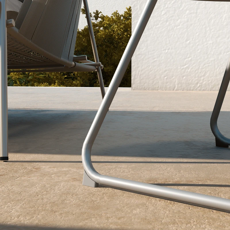 Outsunny Table basse de jardin ronde, table d'appoint extérieur, Ø60 cm, patins antidérapants réglables, métal époxy, gris