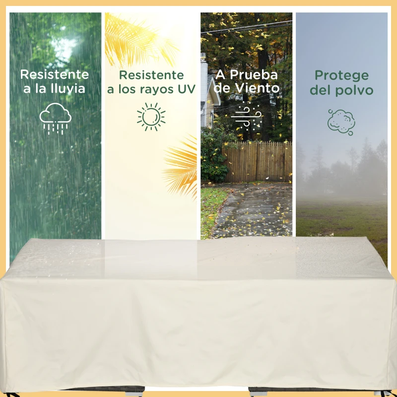 Outsunny Funda Biege Impermeable para Banco 3 Plazas 218x111x101 cm Cubierta para Sofá o Mueble de Jardín