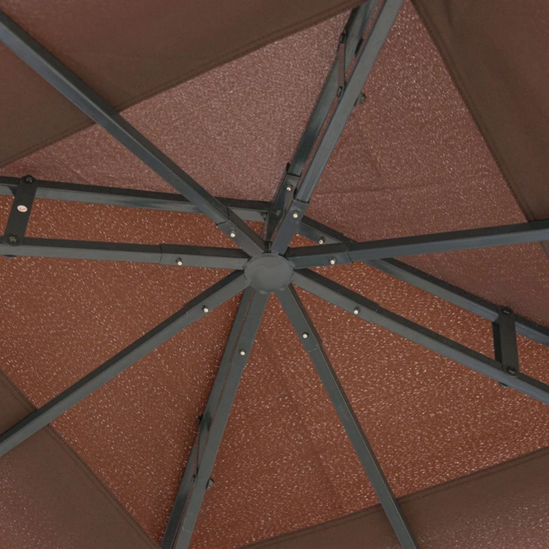 Outsunny Tonnlle de jardin barnum pavillion de jardin 3 x 3 double toit avec moustiquaires amovibles imperméable chocolat