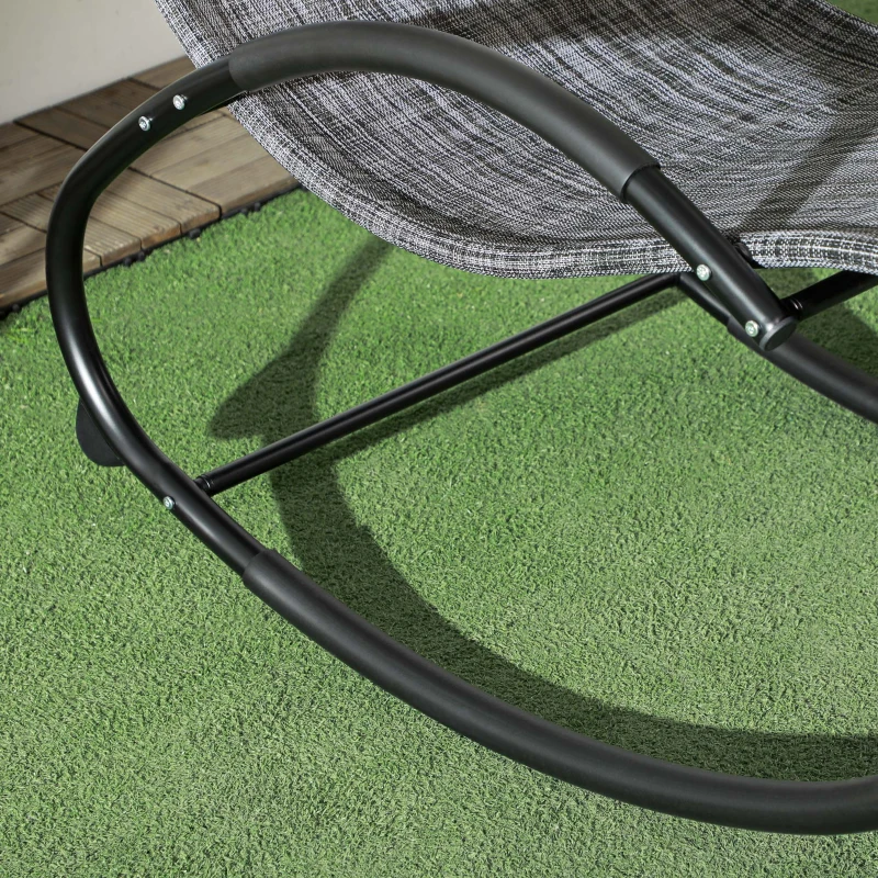 Outsunny Sedia Sdraio a Dondolo Zero-Gravity da Esterno Impermeabile con Poggiatesta, 155x61x88 cm, Grigio