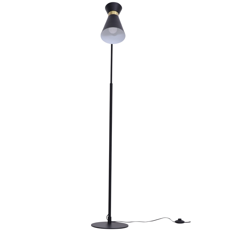 HOMCOM Lampada da Terra in Stile Vintage Industriale per Soggiorno o Camera da Letto Nera 39x25x147cm