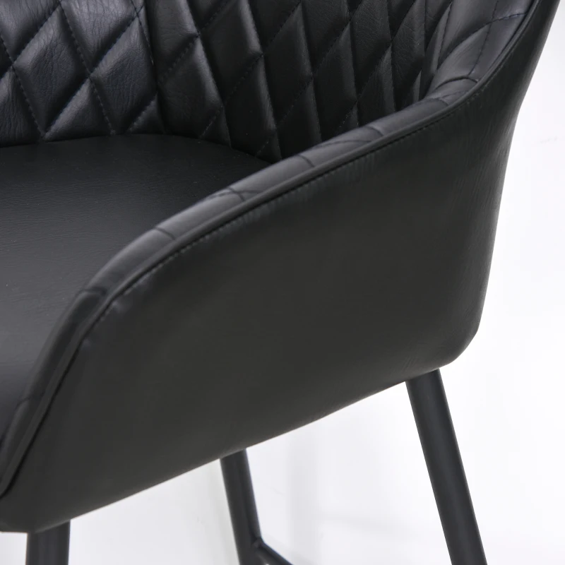 HOMCOM 2er-Set Barhocker mit Fußstütze, Barstühle mit Rückenlehne, Industrie Design Bistrohocker, Esszimmerstühle, PU, Schwarz, 55,5 x 57,5 x 93 cm