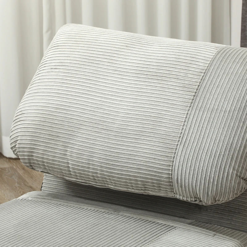 HOMCOM 2-in-1 Schlafsessel Gästebett, verstellbare  Kopfstütze Cord-Optik 82 cm x 8 cm x 83 cm Grau