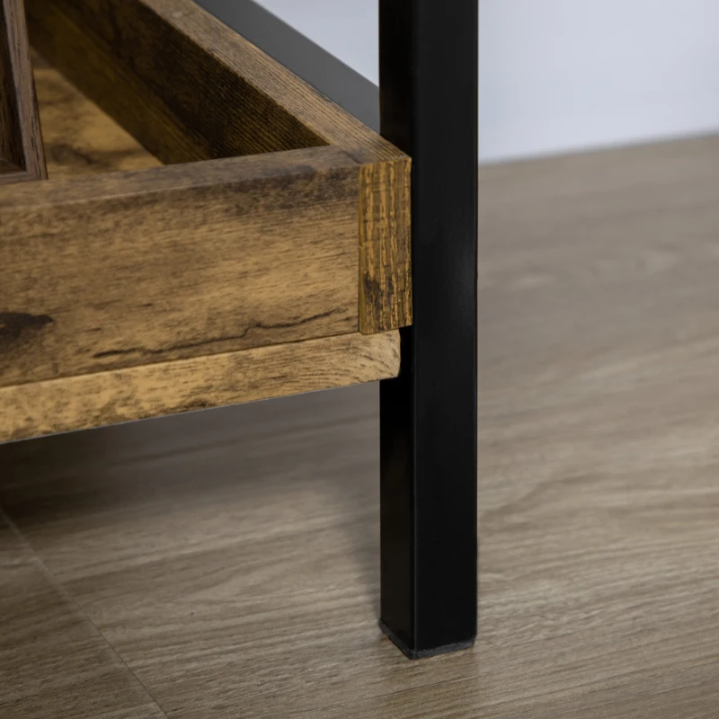 HOMCOM Leiterregal im Industrie-Design mit 5 Regalen 48 cm x 30 cm x 155 cm Braun + Schwarz