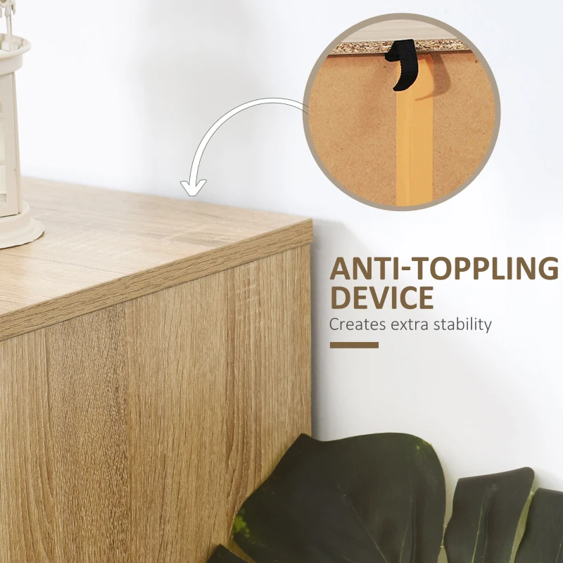 HOMCOM Bedroom Chest of Drawers, 6 Drawer Dresser, Sideboard Cabinet with Zigzag Design and Metal Base, Storage Drawer Unit, 120x71cm, Natural