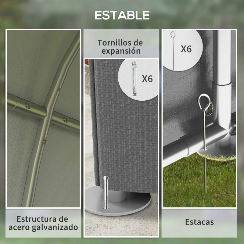 Outsunny Carpa para Bicicletas y Motos 1,2x1,8x1,65 m con 2 Habitaciones Puerta con Cremallera Impermeable Anti-UV Gris Oscuro(m-5)