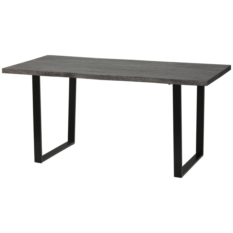 HOMCOM Mesa de Comedor Estilo Industrial con Encimera de Madera y Patas de Acero para hasta 6 Personas 160x85x75 cm Gris