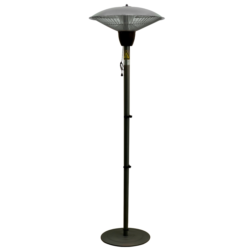 Parasol chauffant infrarouge 9 m² et IP44 chauffage d'appoint sans CO₂ dim. Ø 44 x 195 cm chauffage radiant sur pied 1500 W métal gris