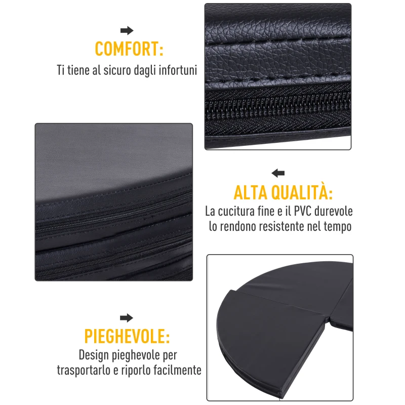 HOMCOM Tappeto per Pole Dance Ballo Ginnastica Antiscivolo Pieghevole per Casa Palestra in PVC EPE Nero Ф150x5cm