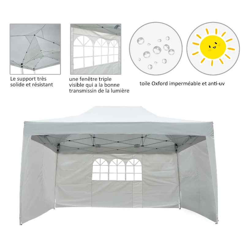Outsunny Barnum Blanc Côtés Amovibles 4,5 x 3 x 3,2 m