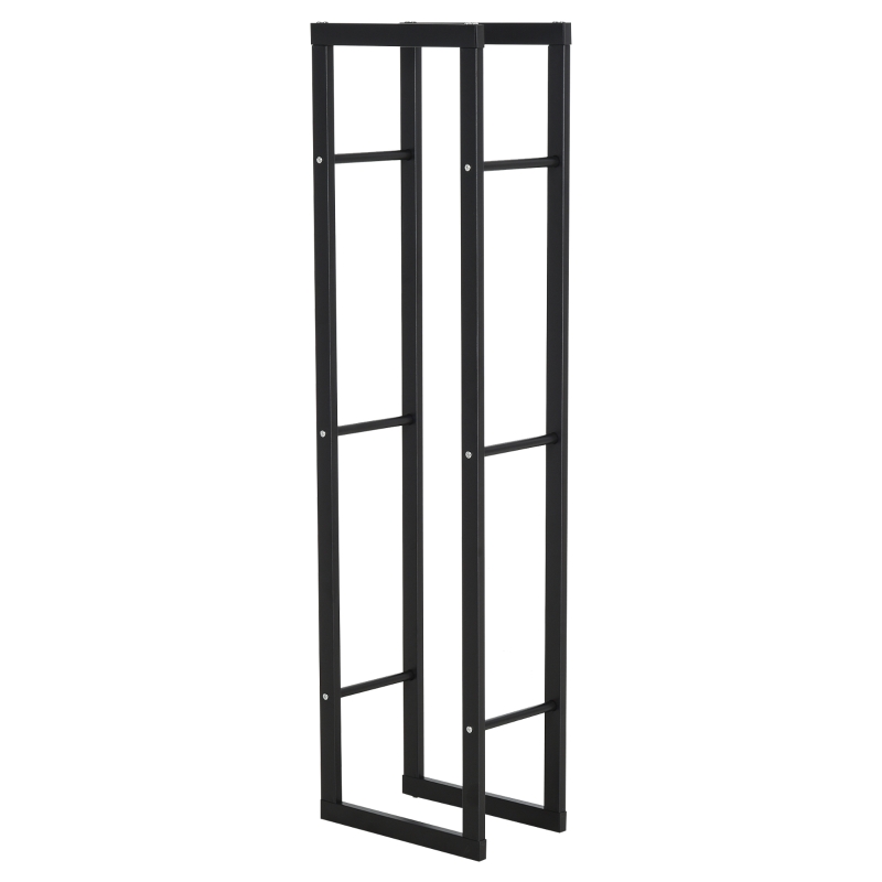 HOMCOM Soporte para Leña de Metal Estante de Leña Leñero de Exterior para Interior y Exterior Carga 100 kg 40x25x150 cm Negro