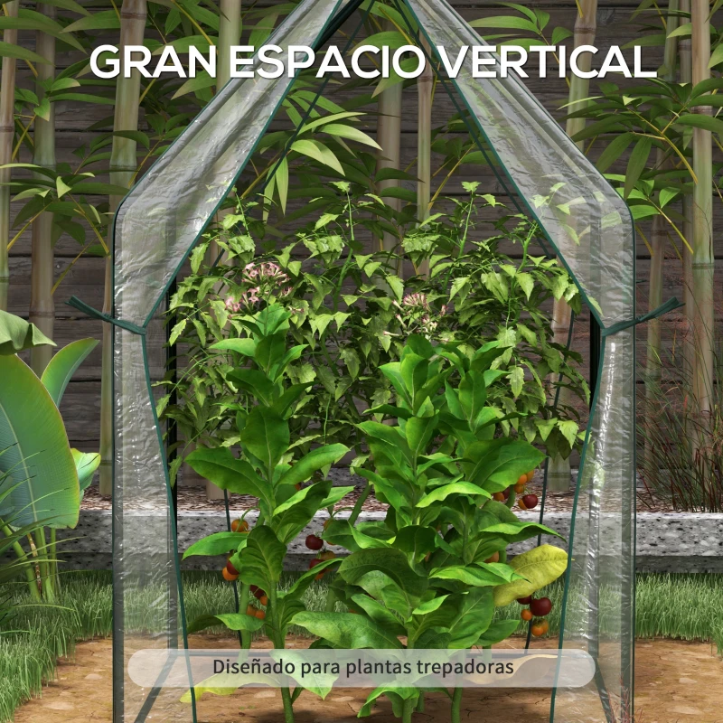 Outsunny Invernadero de Terraza con 2 Puertas con Cremallera Anti-UV para Cultivo de Plantas Flores 90x90x145 cm Transparente