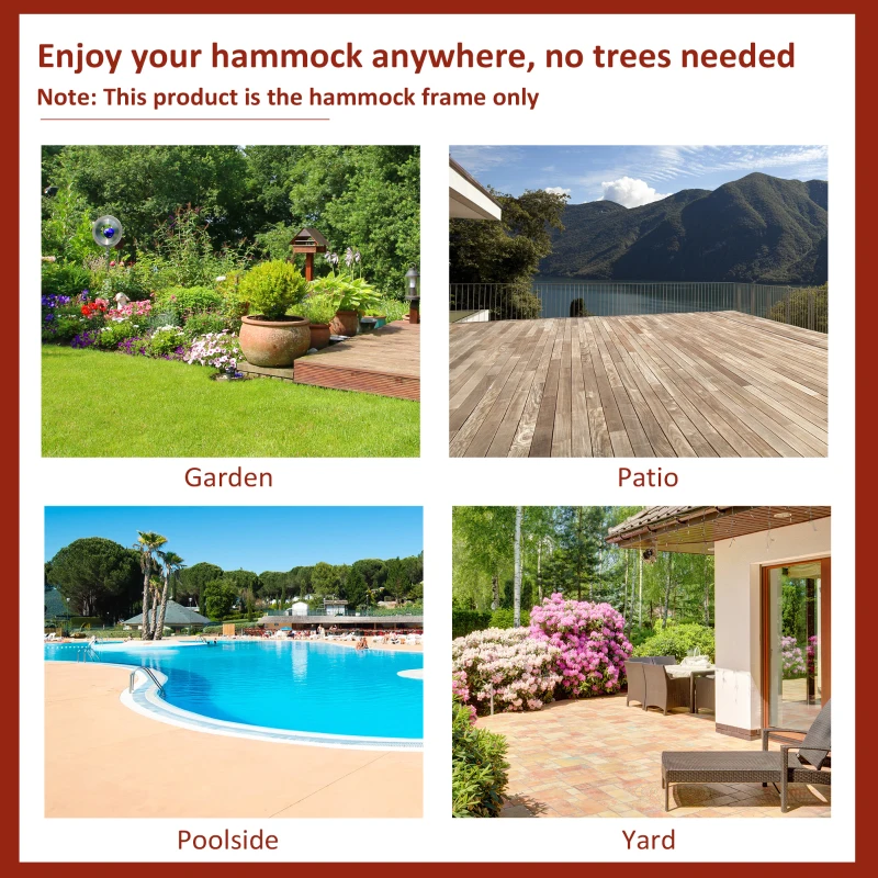 Outsunny 2.86m Universal Hammock Stand Metal Frame Garden Camping Picnic Outdoor Patio Replacement – Stand Only