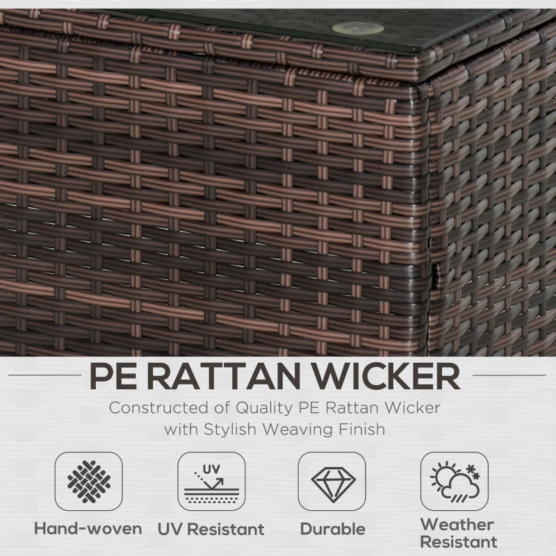 Outsunny 6 Pieces Rattan Garden Furniture Set, 5 Seater Sectional Garden Corner Sofa Set with Glass Top Coffee Table, Cushions and Pillows, All-Weather Wicker Conversation Furniture, Cream White