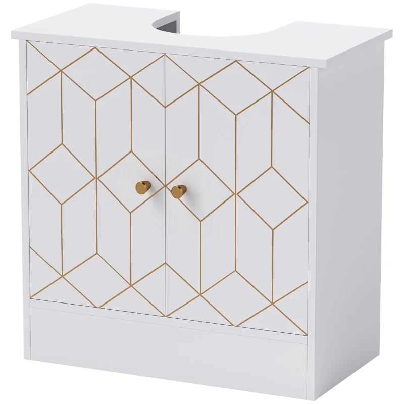 HOMCOM Under Sink Bathroom Cabinet, Under Sink Cabinet with Adjustable Shelf and Open Compartment for Basin with or without Pedestal, 60 x 30 x 60cm, White