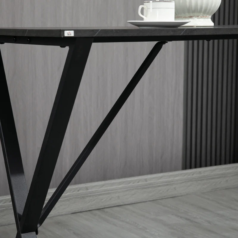 HOMCOM Bancone Bar Tavolo Alto Stile Industriale Effetto Marmo, Legno e Acciaio 120x60x102 cm, Nero