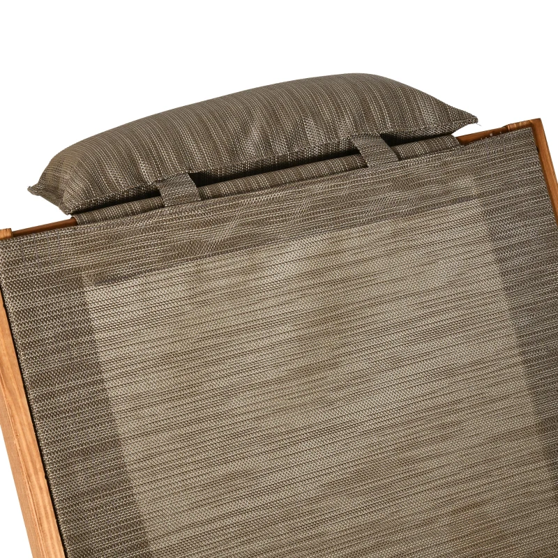 Outsunny Outdoor-Gartenliege, Sonnenliege, Massivholz, wetterbeständig, 194 cm x 70 cm x 32 cm, Braun + Grau