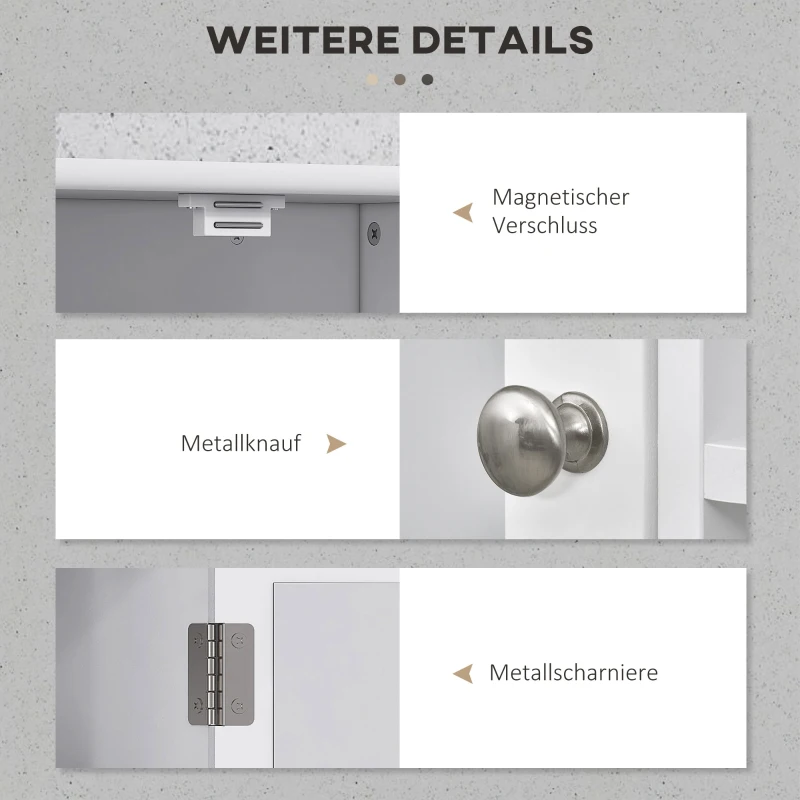 kleankin Spiegelschrank Badschrank Hängeschrank Badmöbel Wandschrank Mehrzweckschrank, Spanplatte+MDF, Weiß, 60 x 18 x 63 cm