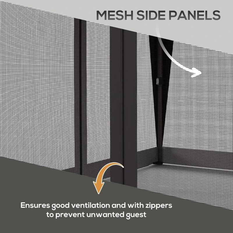 Outsunny 3 x 3(m) Pop Up Gazebo with Mosquito Netting, 1 Person Easy up Marquee Party Tent with 1-Button Push, Double Roof, Carry Bag, Sandbags, Height Adjustable Instant Shelter, Grey