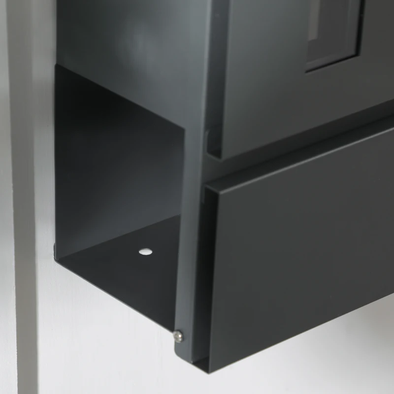 HOMCOM Cassetta Postale in Acciaio Zincato con 3 Fessure e 2 Chiavi di Sicurezza, 37x10.5x37 cm, Grigio