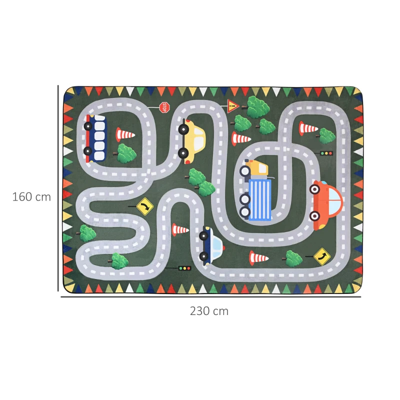 ZONEKIZ Alfombra de Juego para Niños Alfombra Infantil con Carreteras para Dormitorio Sala de Juegos 230x160 cm Multicolor