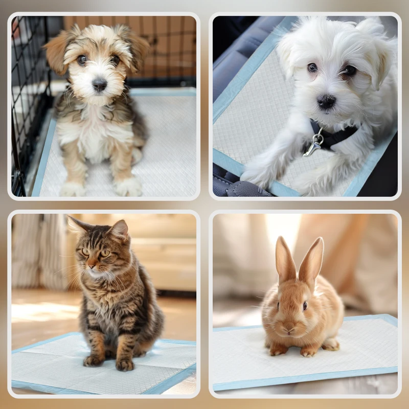 PawHut Empapadores para Perros 100 Unidad 45x60 cm Diseño de 6 Capas con Superficie de Secado Rápido a Prueba de Fugas Azul